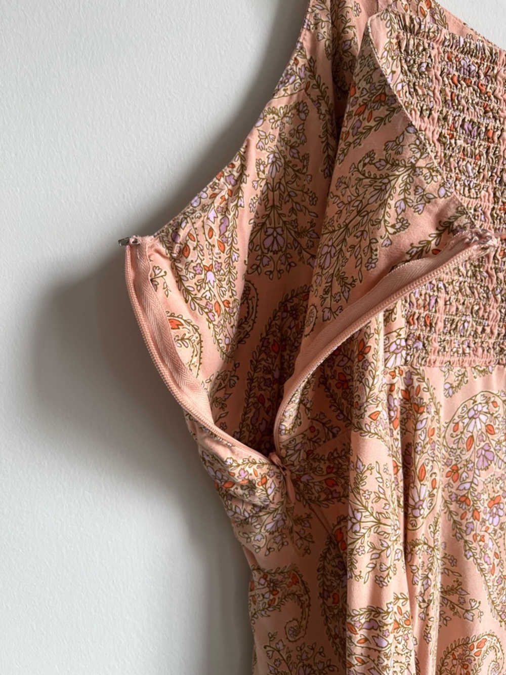 Old Navy Plus Size XXL Midi Dress Pink Paisley Boho Smocked Back Summer - Picture 8 of 8